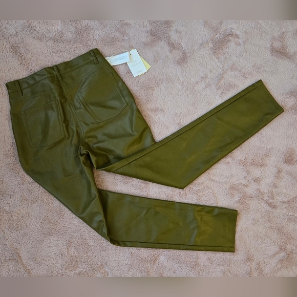 The Melina Wilfred Olive Green Avocado Women's Vegan Leather Pants Skinny Leg - Picture 7 of 9
